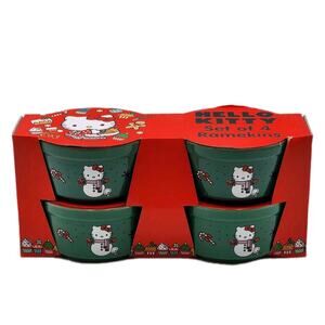 Hello Kitty Ramekins Set Of Snow Kitty & Candy Cane Christmas Design Green NEW